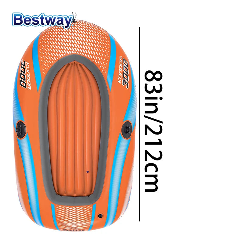 61136/61140/61142/61146 1-3 Person Heavy Duty Inflatable Kayak - Long Lasting PVC Rafting Adventure Boat for Thrilling