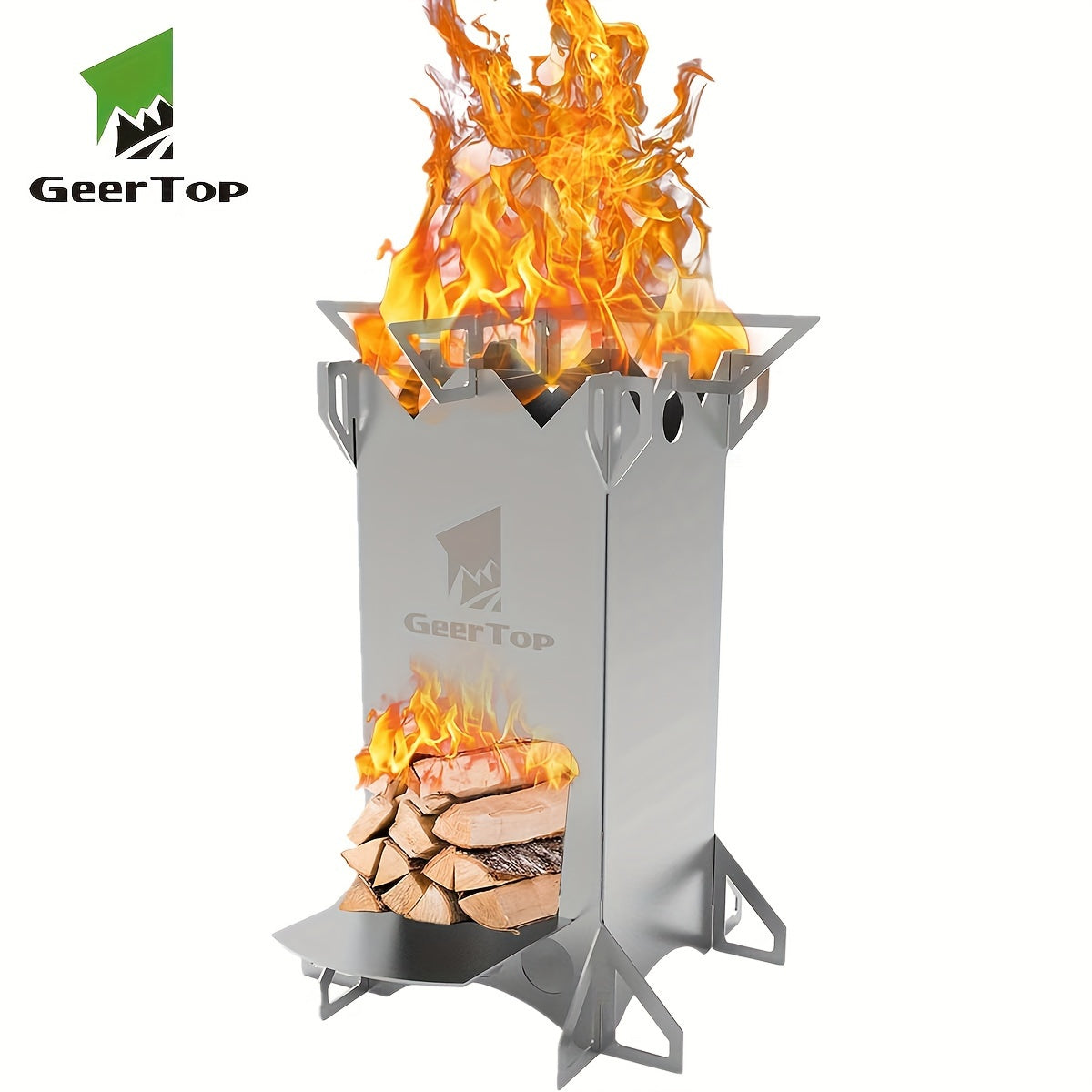 Outdoor Rocket Stove - Uncharged, Stainless Steel, Geertop, No Magnesium Rod/Flint