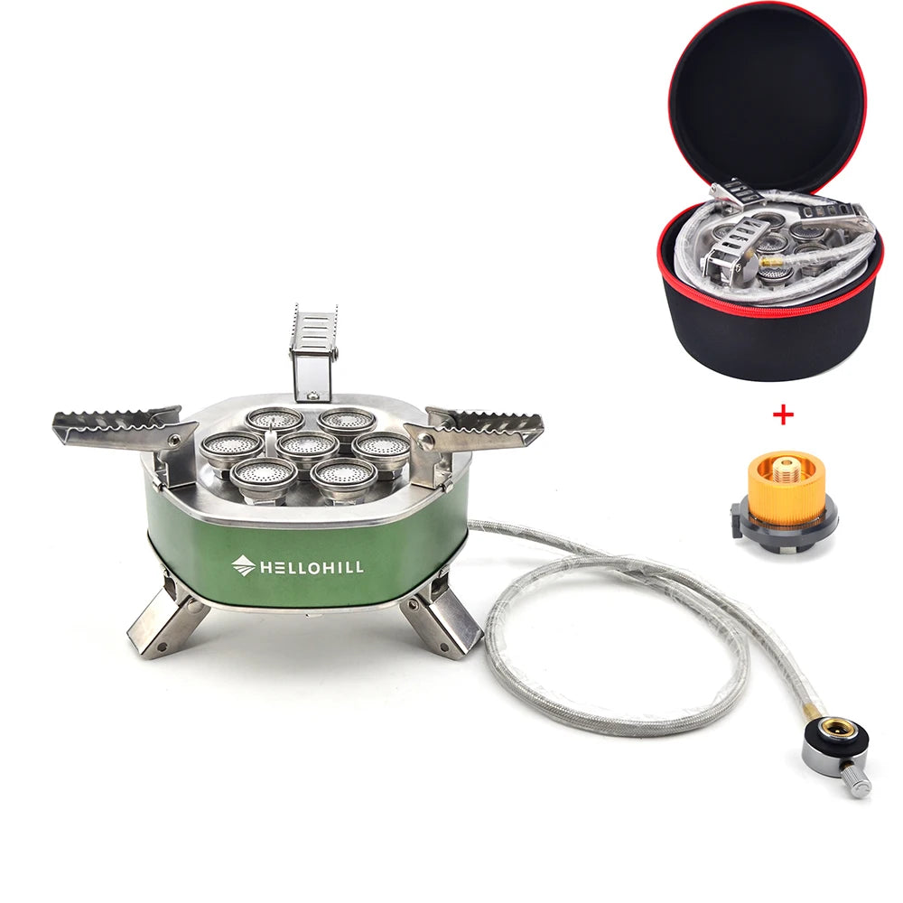 High Firepower Portable Outdoor Stove Camping Gas Stove Folding Head Burner Strong Fire Stove with Storage Bag for Hiking