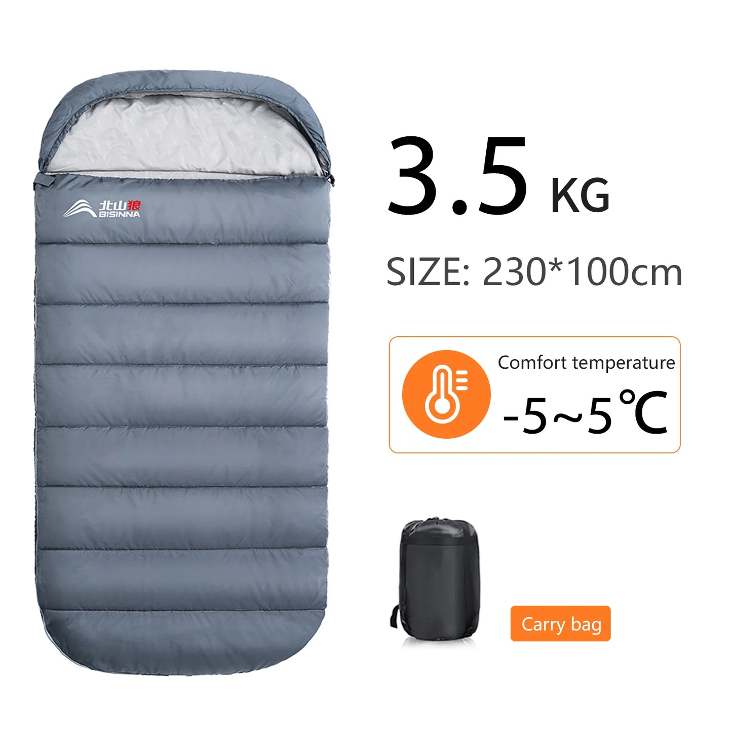 Large Camping Sleeping Bag, Lightweight. Extra Width & Length for a Comfy Night Sleep