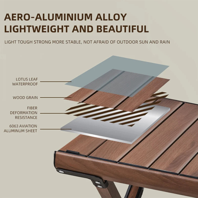 Outdoor Camping Folding Multifunctional IGT Wood Table Gas Stove Portable Lightweight Camp BBQ Grill Table Picnic Table
