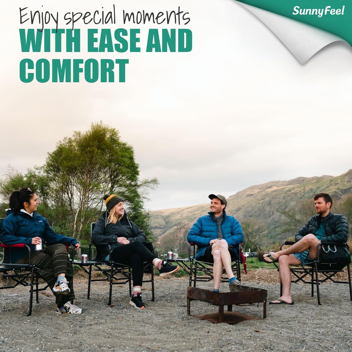 2 Pack  Camping Directors Chair, Heavy Duty,Oversized Portable Folding Chair with Side Table, Pocket for Beach, Fishing,Trip,Picnic,Lawn,Concert Outdoor Foldable Camp Chairs (Green)