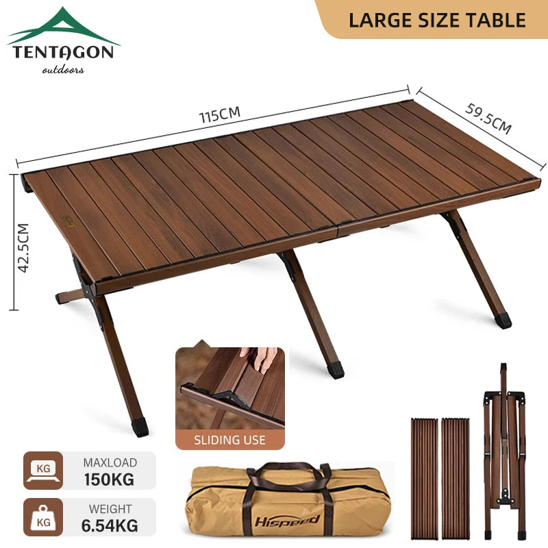 Outdoor Camping Folding Multifunctional IGT Wood Table Gas Stove Portable Lightweight Camp BBQ Grill Table Picnic Table