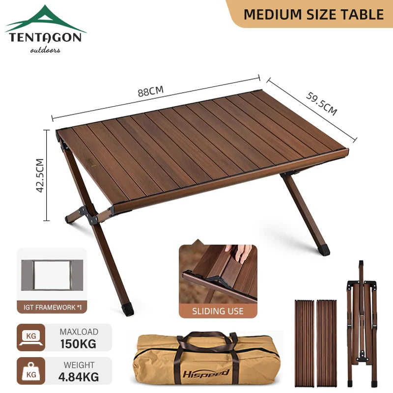 Outdoor Camping Folding Multifunctional IGT Wood Table Gas Stove Portable Lightweight Camp BBQ Grill Table Picnic Table