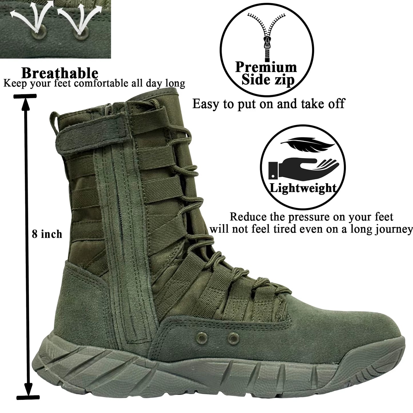Lightweight Suede Leather Tactical Combat Boots Men Outdoor Hiking Desert Army Shoes Breathable Male Ankle Boots Man Made