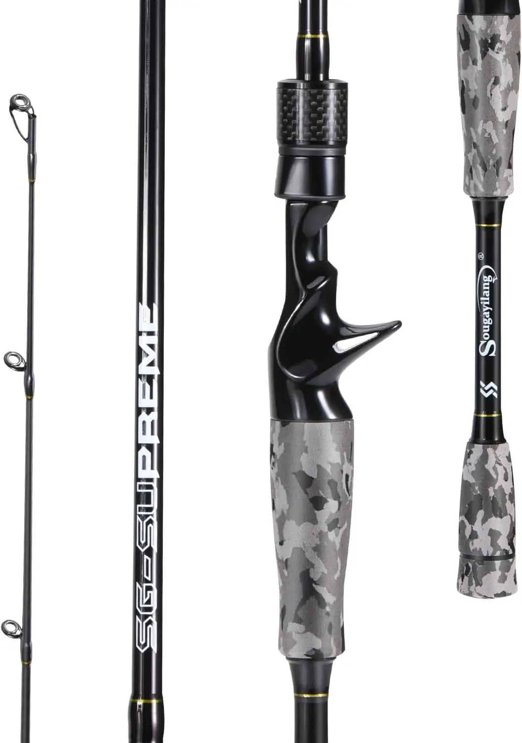 Fishing Rod Medium 2 Sections Graphite Composite Blank Spinning & Casting Rod Camouflage EVA Grip Fishing Pole