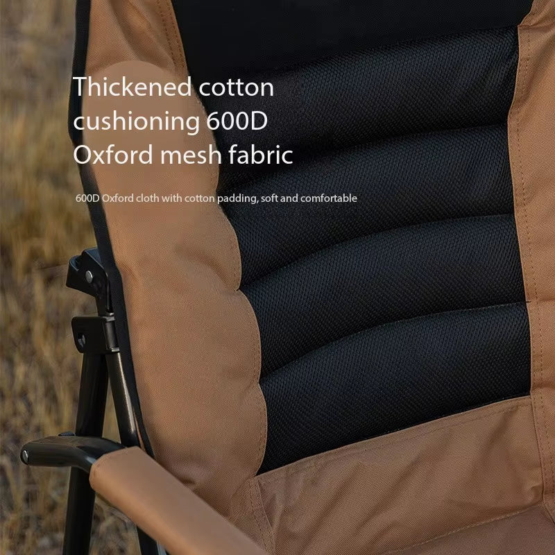 Portable Folding Chair Outdoor Camping Comfortable High Back Padded Armrest Leisure OK Chair for Fishing Garden Beach