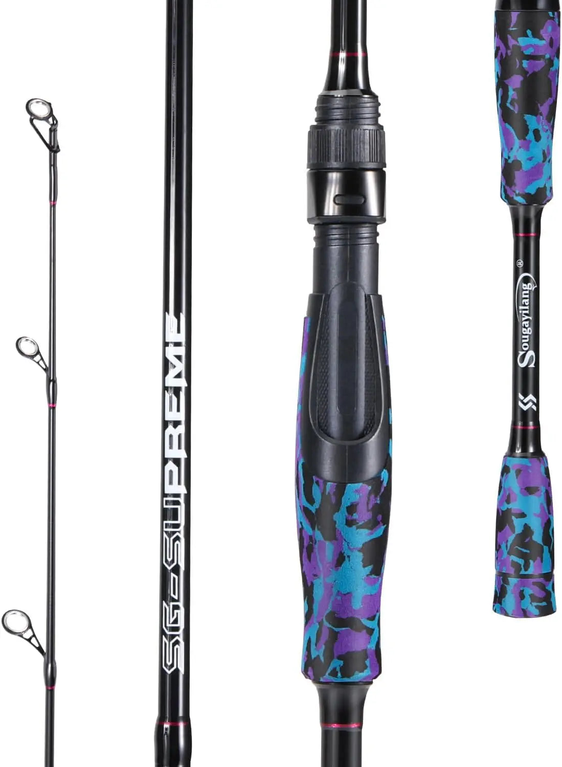 Fishing Rod Medium 2 Sections Graphite Composite Blank Spinning & Casting Rod Camouflage EVA Grip Fishing Pole