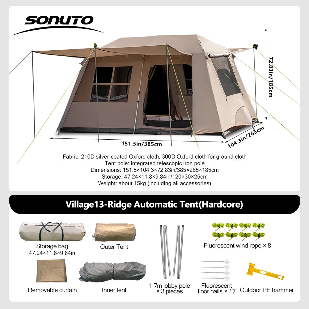 Large Camping Tent 3-8 Person Quick Setup. Perfect for Outdoor Family Adventures