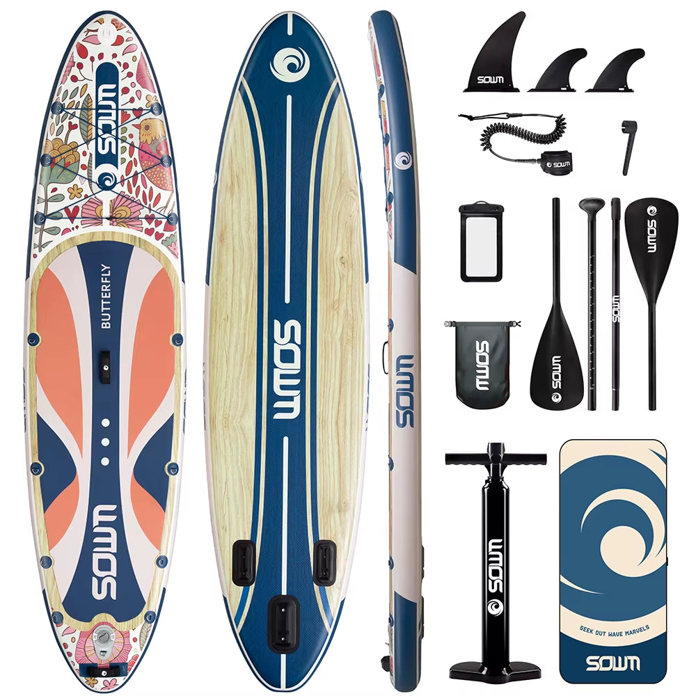 SOWM SUB Waterproof Inflatable Paddle Board 11''X34''X6''Adult Standing Style Aquatic Yoga Fishing with Accessories SUP Сапборд