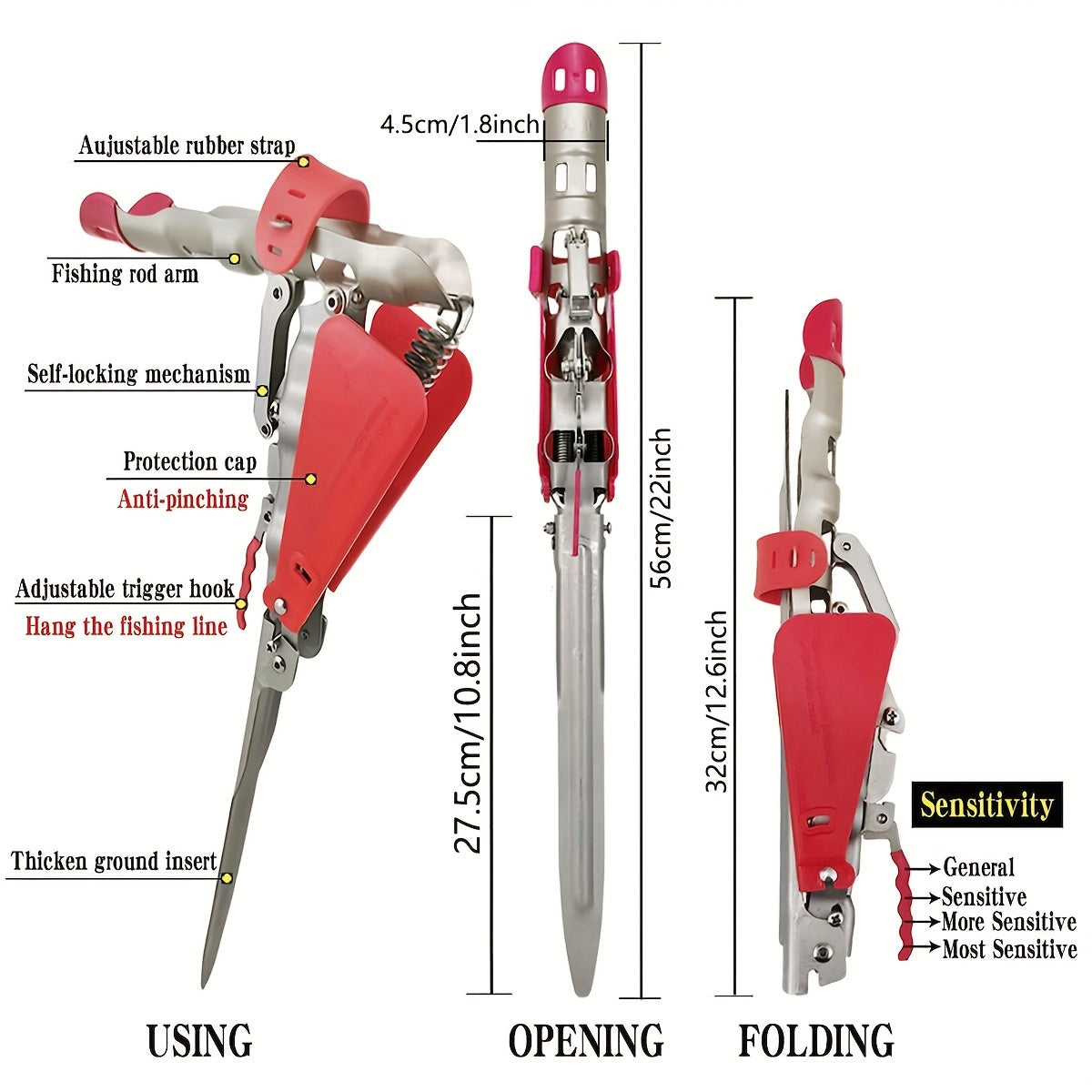 Stainless Steel Adjustable Fishing Rod Holder - Automatic Spring Action!!
