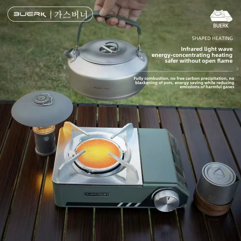 BUERK Camping Infrared Stove Outdoor Tactics Stove Portable Furnace Windproof Infrared Card Stove Burner Portable with Box