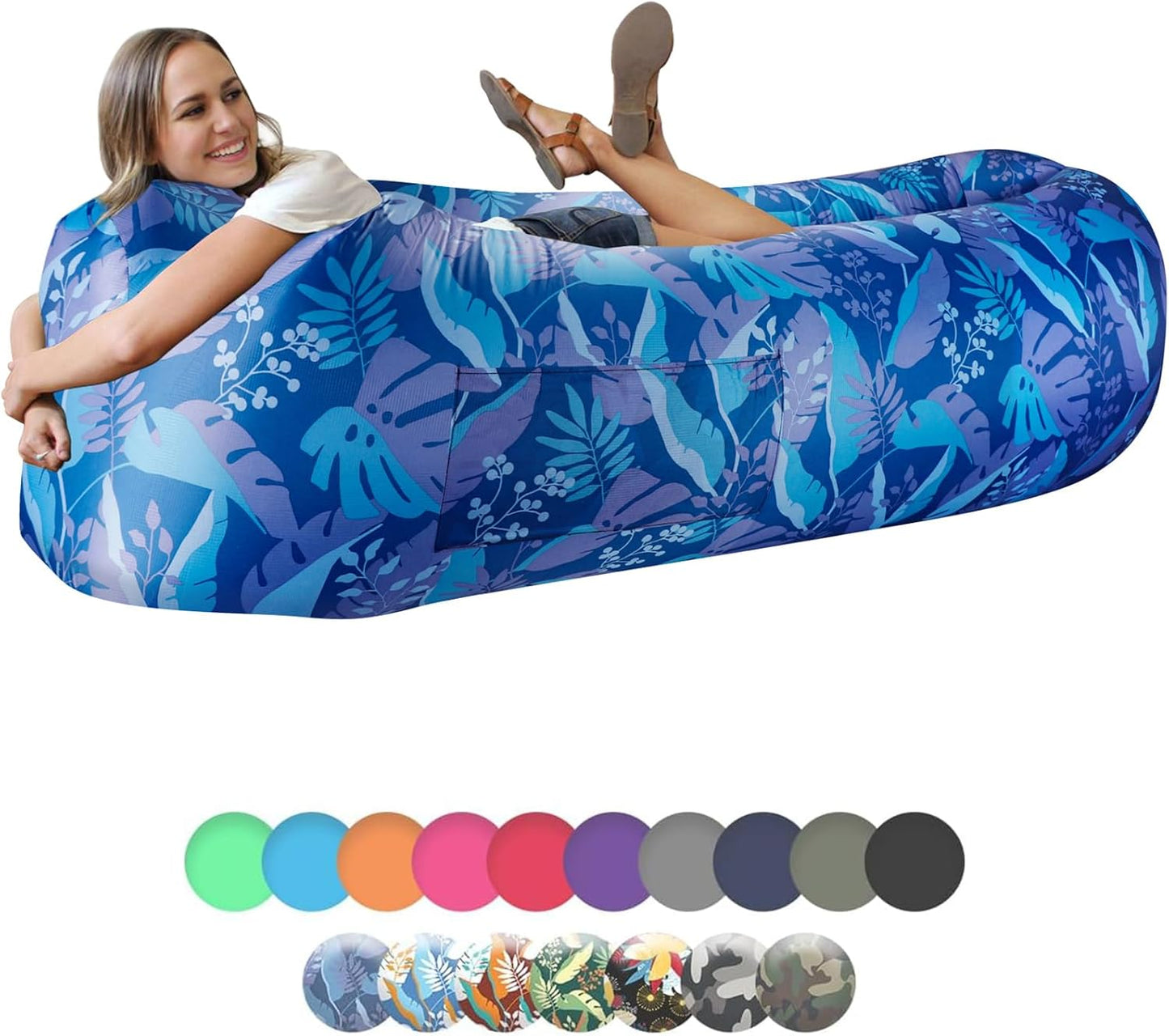 Inflatable Sun Lounger, Air Sofa, Hammock, Portable, Waterproof and Leak-Proof, Ideal for Backyard, Beach, Travel, Camping, Picnics and Music Festivals