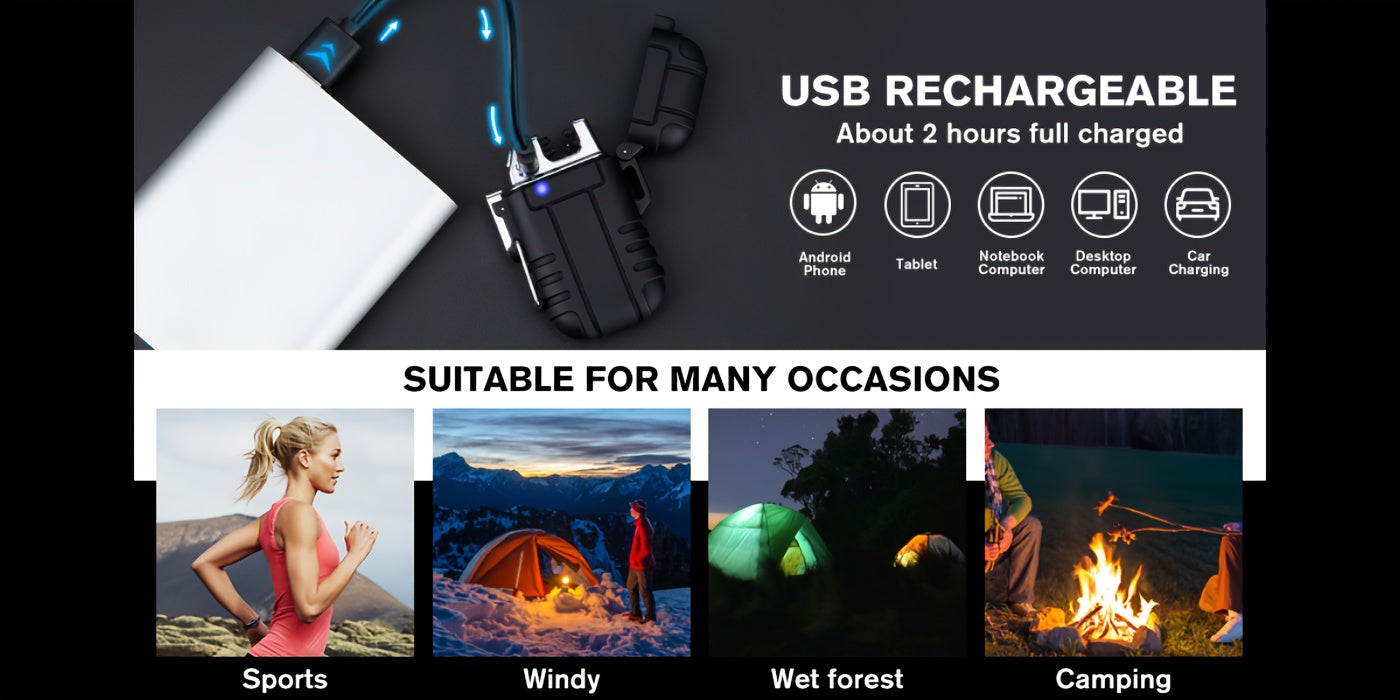 Arc Electric Plasma Lighters- USB Rechargeable & Flameless Windproof !!!