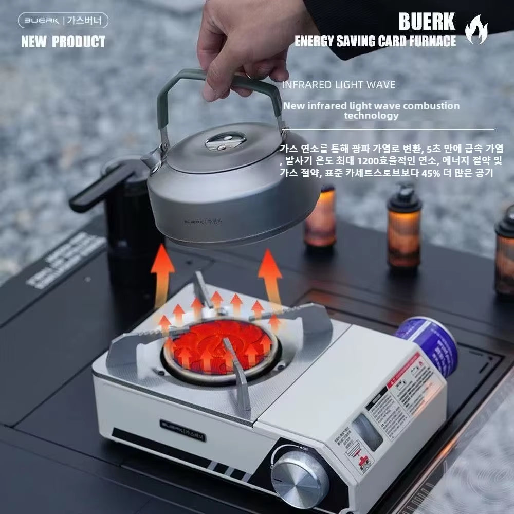 BUERK Camping Infrared Stove Outdoor Tactics Stove Portable Furnace Windproof Infrared Card Stove Burner Portable with Box