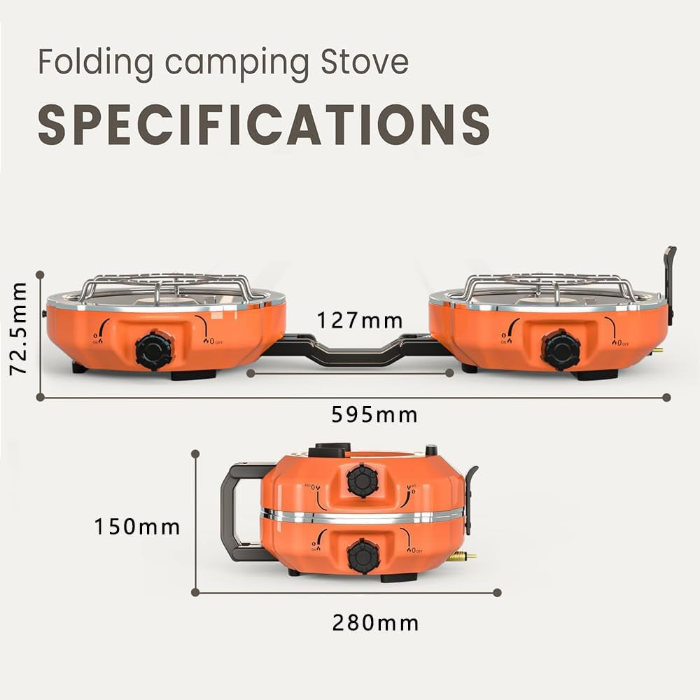 2 Burner Camping Stove with Carrying Handle, Storage Bag Portable for Camping & Hiking
