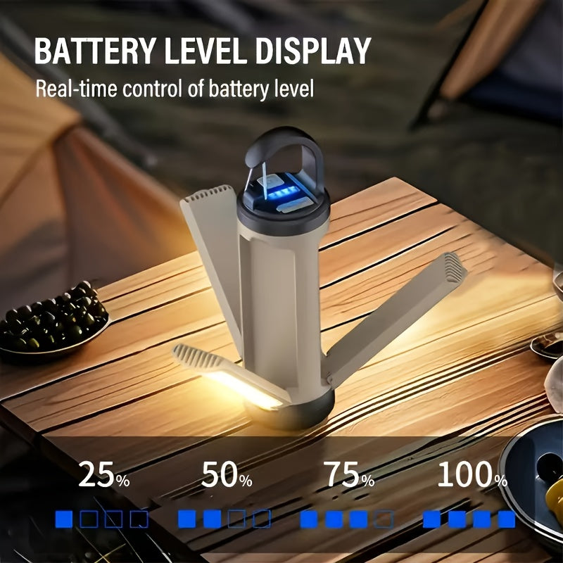 Portable LED Camping Light with Hooks, Multifunctional Tent Lamp.