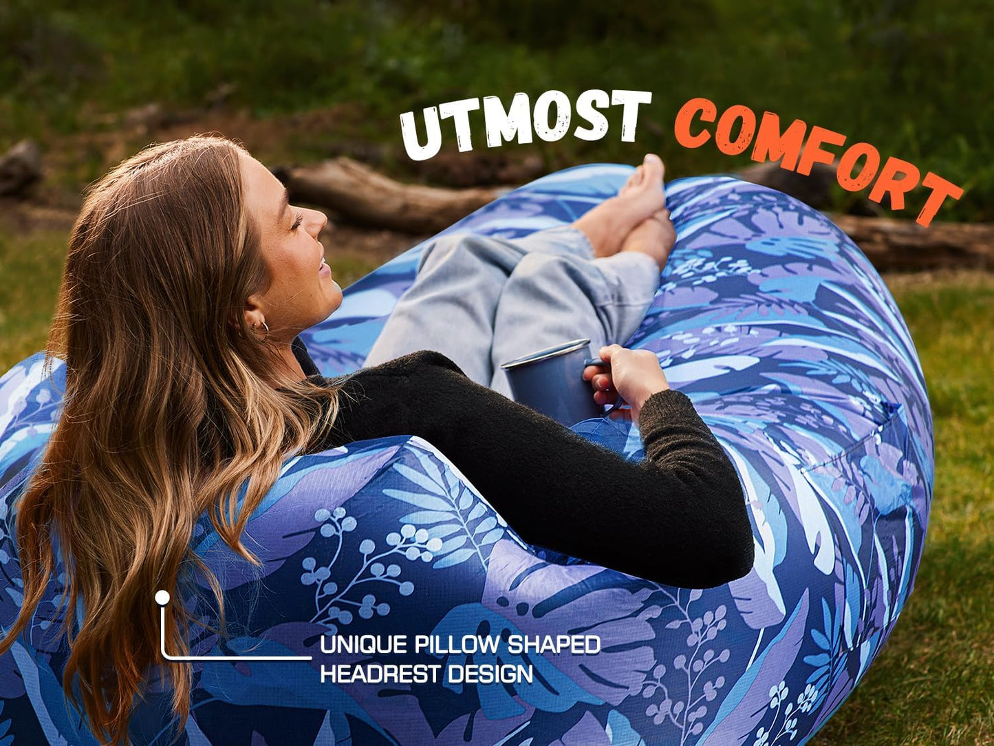 Inflatable Sun Lounger, Air Sofa, Hammock, Portable, Waterproof and Leak-Proof, Ideal for Backyard, Beach, Travel, Camping, Picnics and Music Festivals