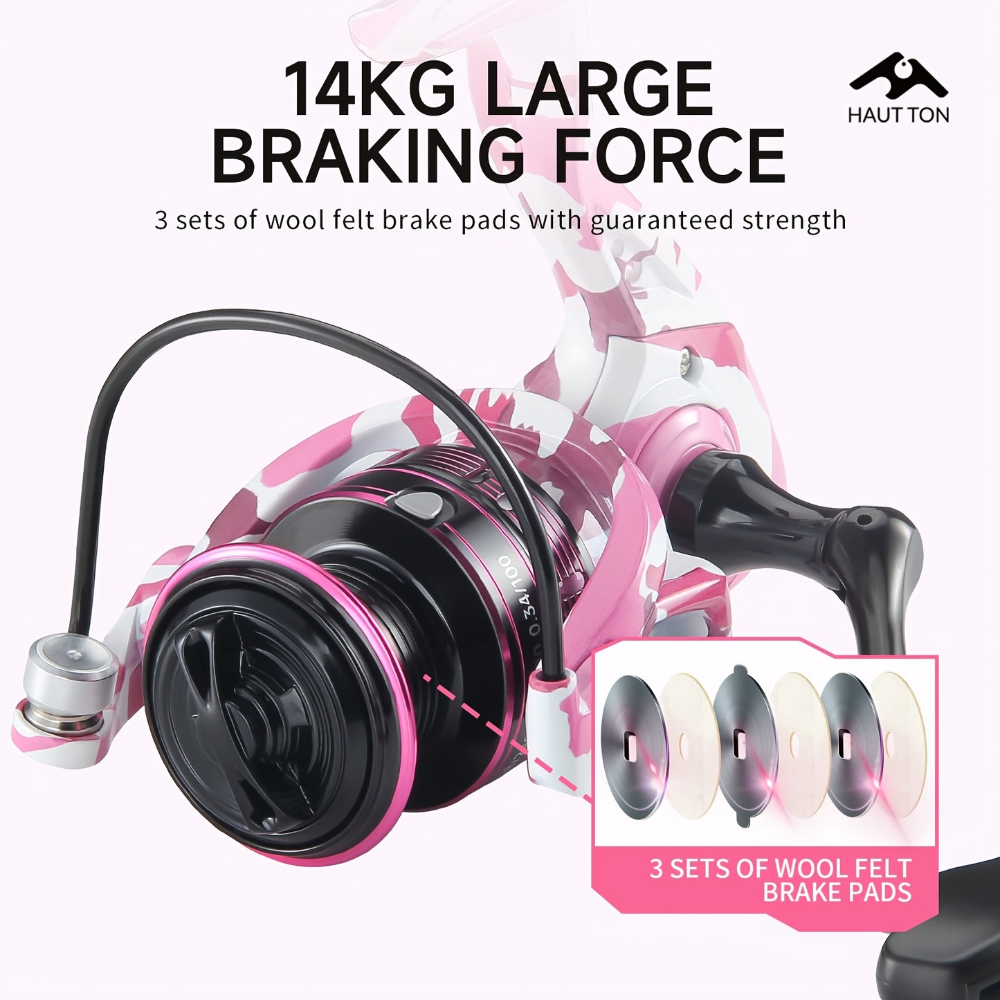 S5 Spinning Reel | Pink Aluminum Alloy, Ambidextrous - CAMO