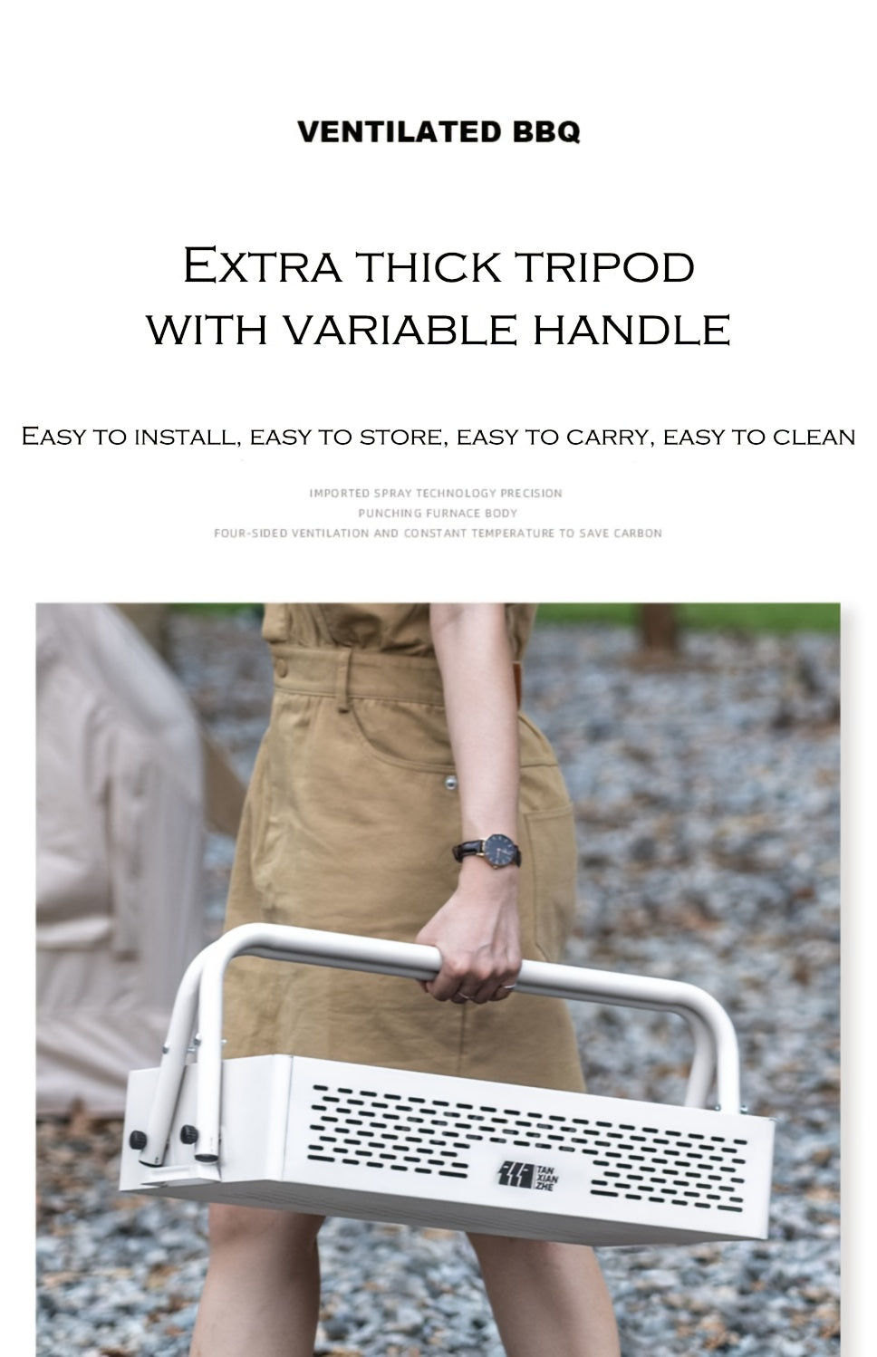 1pc Outdoor Portable Grill- Perfect For Camping/ Fishing/Picnics - Reusable & Foldable