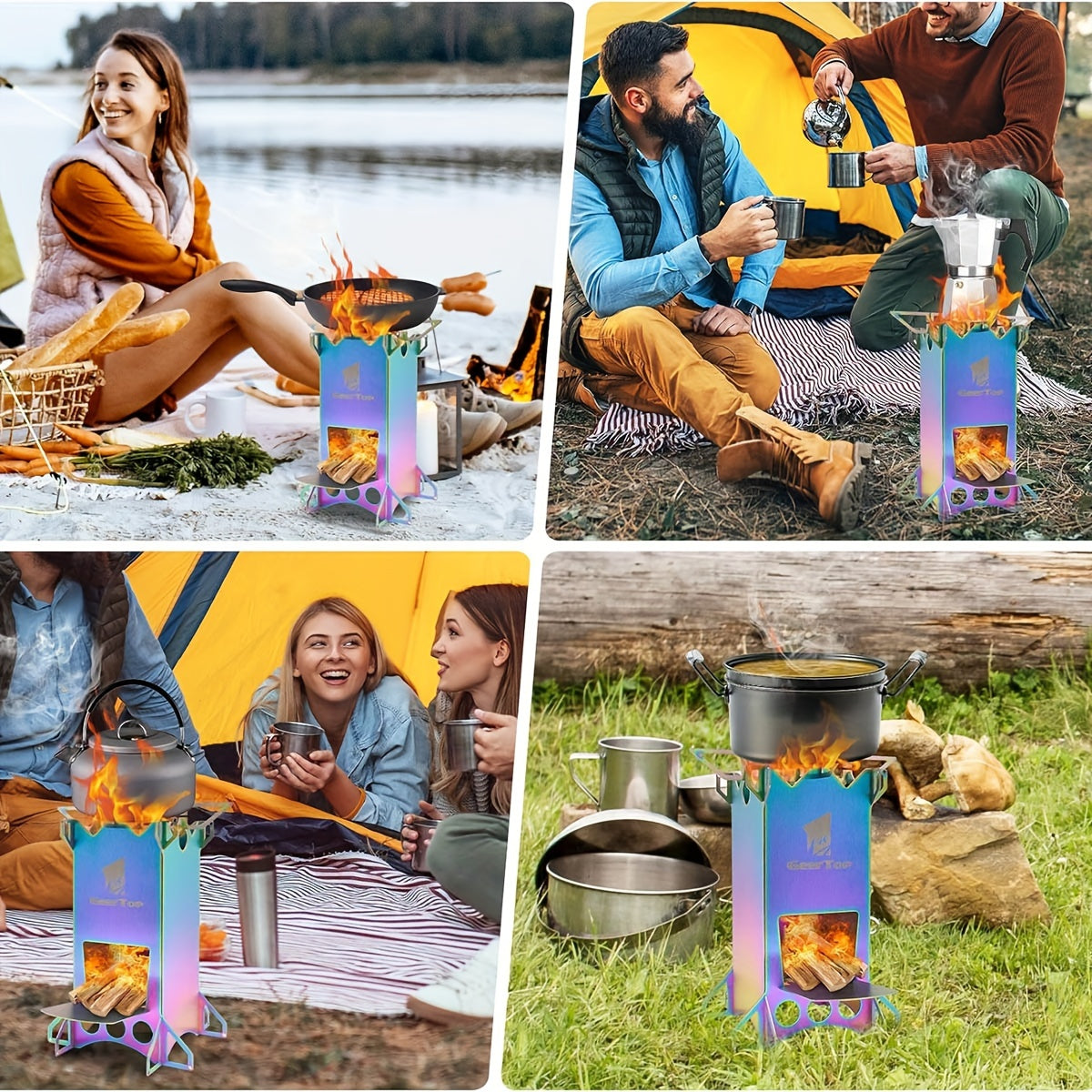 Outdoor Rocket Stove - Uncharged, Stainless Steel, Geertop, No Magnesium Rod/Flint