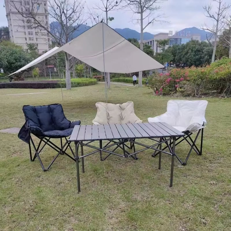 Moon Chair plus Cotton Portable Folding Chair Outdoor Leisure Chair Camping Chair Single Sofa Chair Lazy Chair