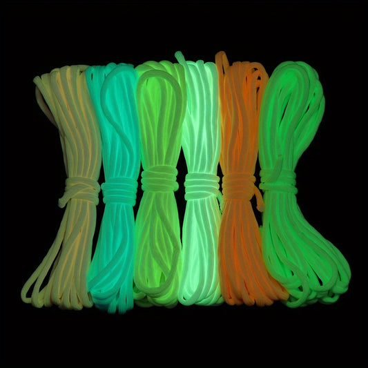 4pcs Glow-in-the-Dark Camping Rope, Durable Nylon - STOP tripping over tent ropes :)