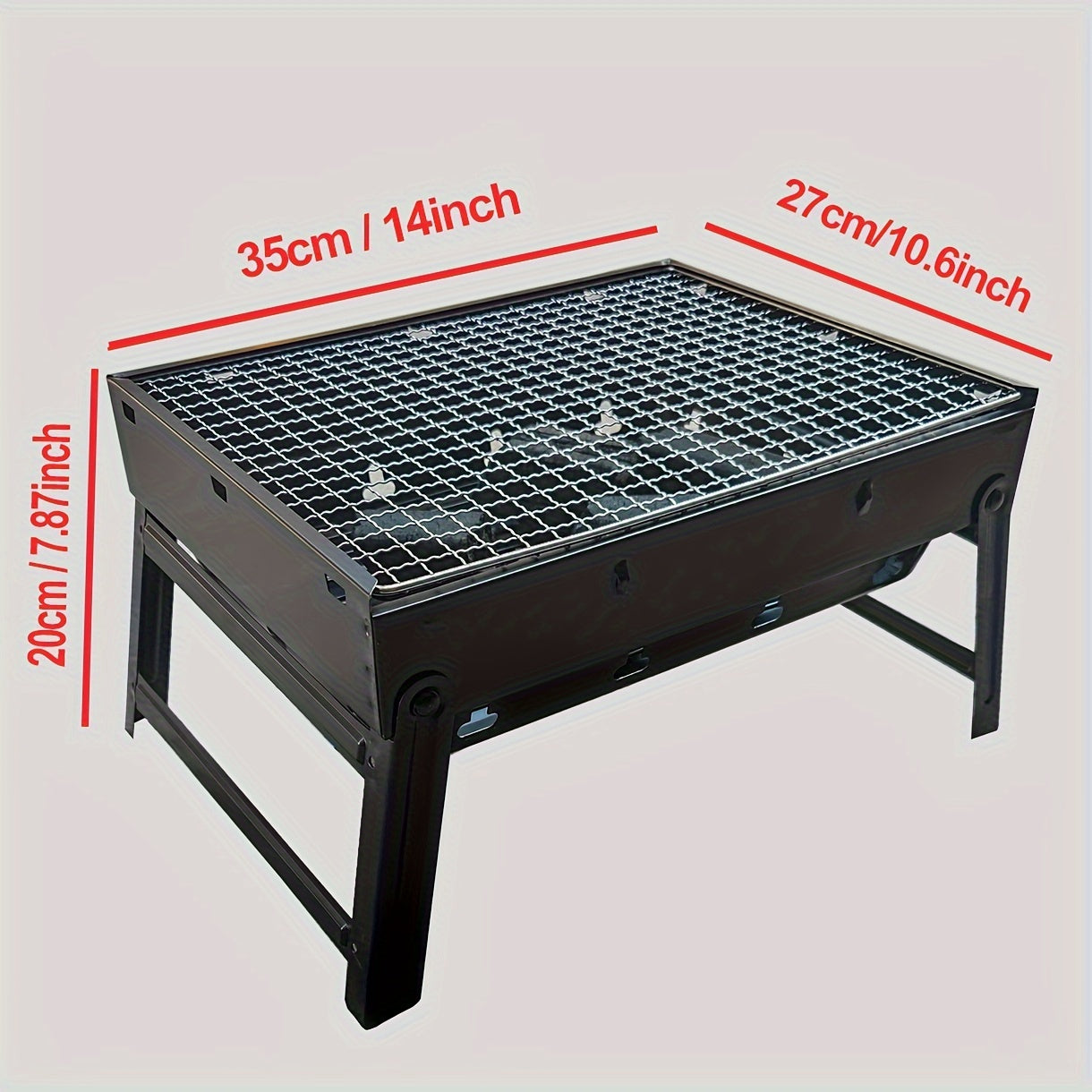 Portable Foldable BBQ Grill, Iron Construction, Uncharged, Compact & Convenient