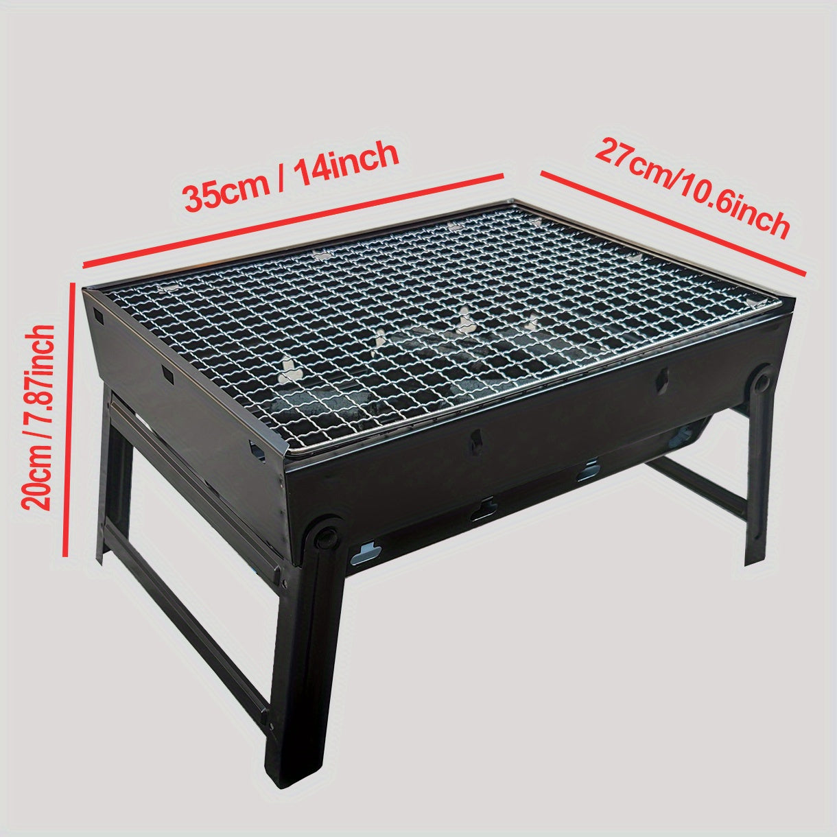 Portable Foldable BBQ Grill, Iron Construction, Uncharged, Compact & Convenient