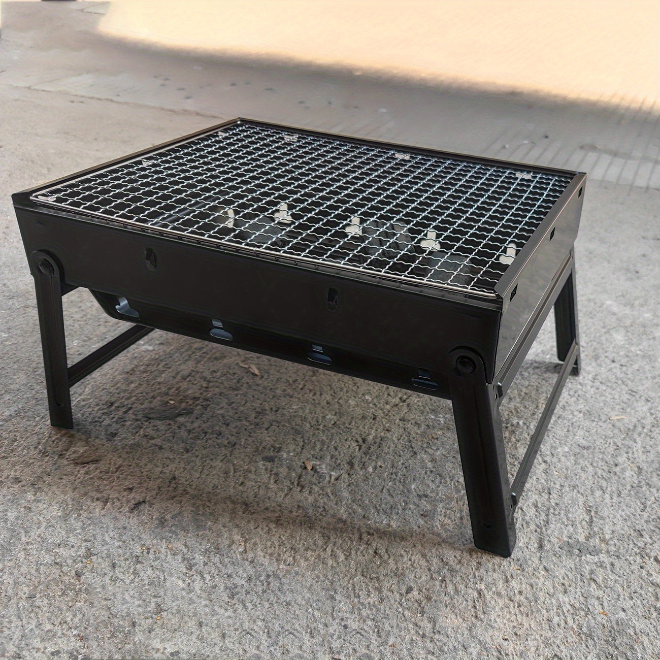 Portable Foldable BBQ Grill, Iron Construction, Uncharged, Compact & Convenient