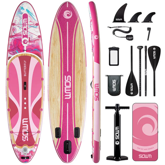 SOWM SUB Waterproof Inflatable Paddle Board 11''X34''X6''Adult Standing Style Aquatic Yoga Fishing with Accessories SUP Сапборд