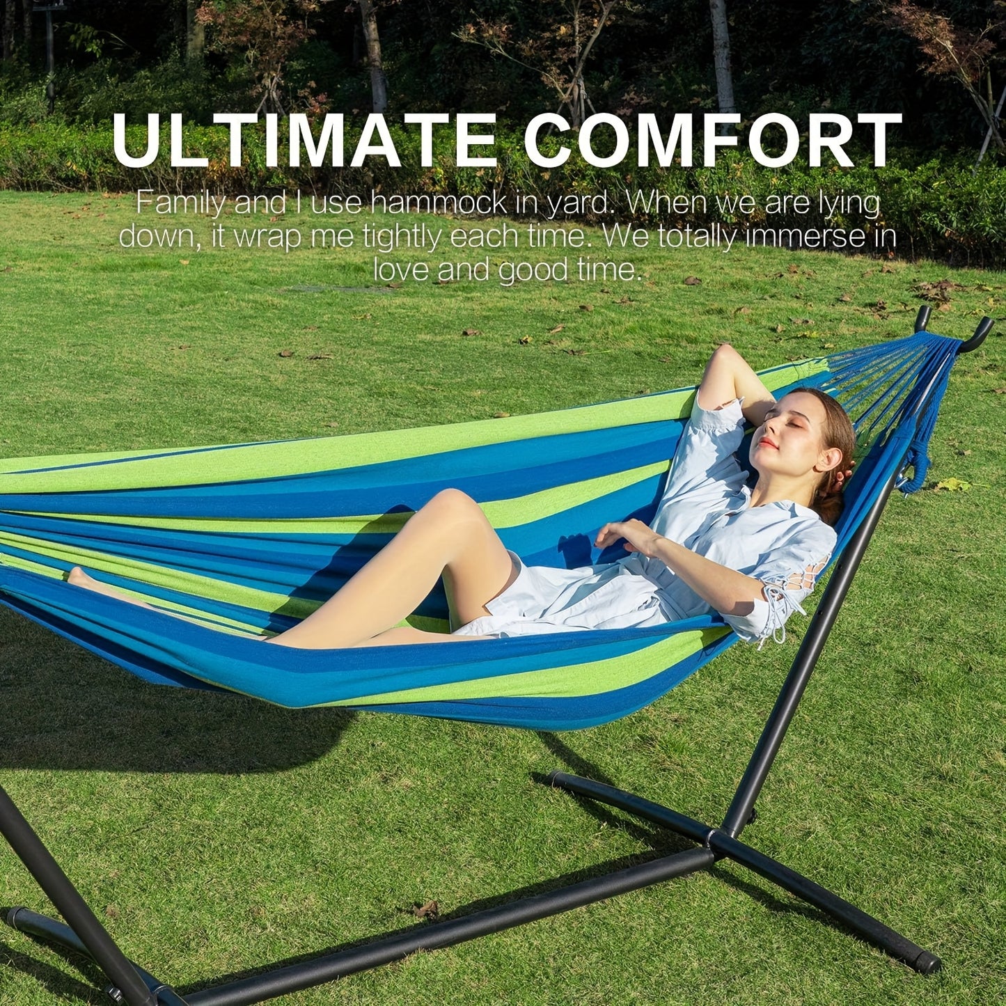 Double Hammock, Portable with Canvas Storage Bag.