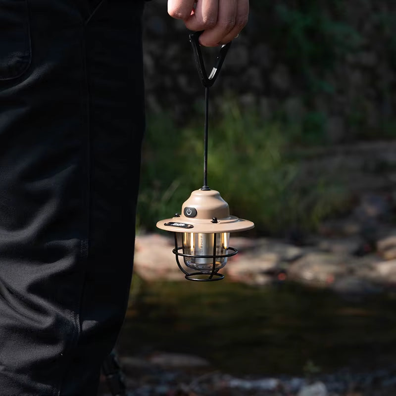 Portable Camping Lanterns Retro Hanging Tent Lamp Waterproof Dimmable Camping Light 1200Mah for Hiking Fishing Emergency Lantern