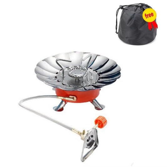 Tea Stove 2800W Lotus Cassette Stove High Power Compact Folding Gas Burner Red Windproof Fondue Gas Cooker Outdoor BBQ
