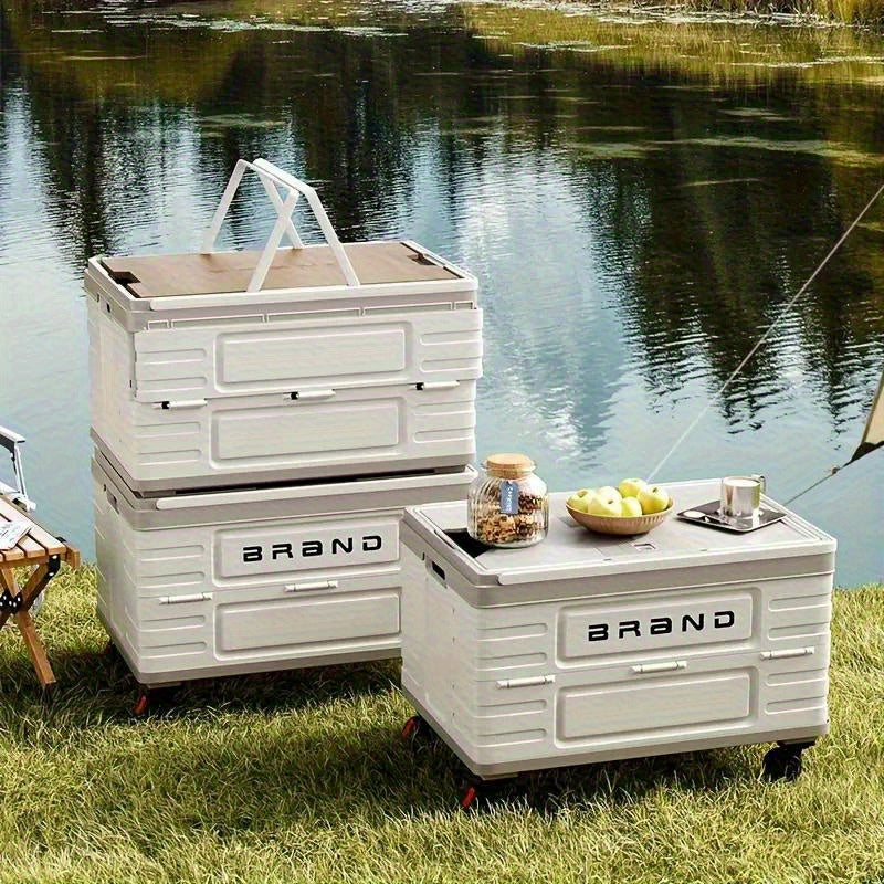 60L Heavy-Duty Collapsible Storage Box with 4-Wheel Mobility & Flip-Top Lid