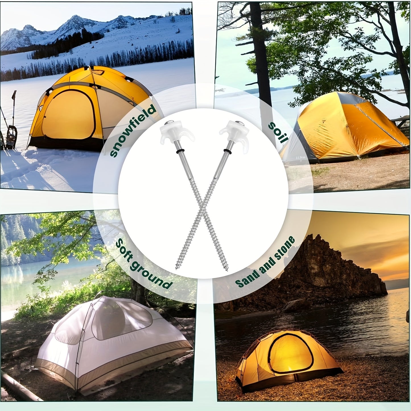 GLOW IN THE DARK 12pcs Set Tent Pegs - Don't trip over them AGAIN!