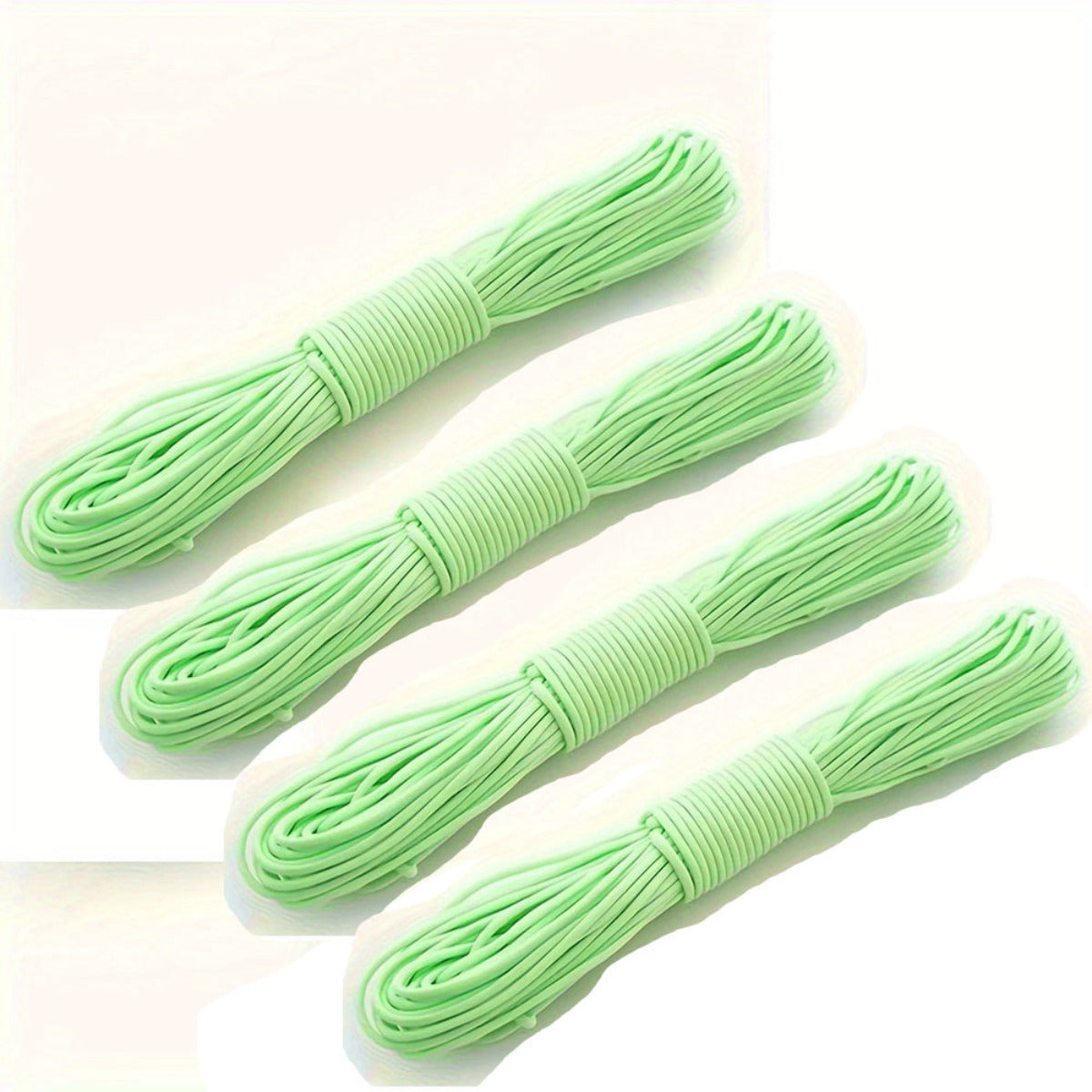 4pcs Glow-in-the-Dark Camping Rope, Durable Nylon - STOP tripping over tent ropes :)