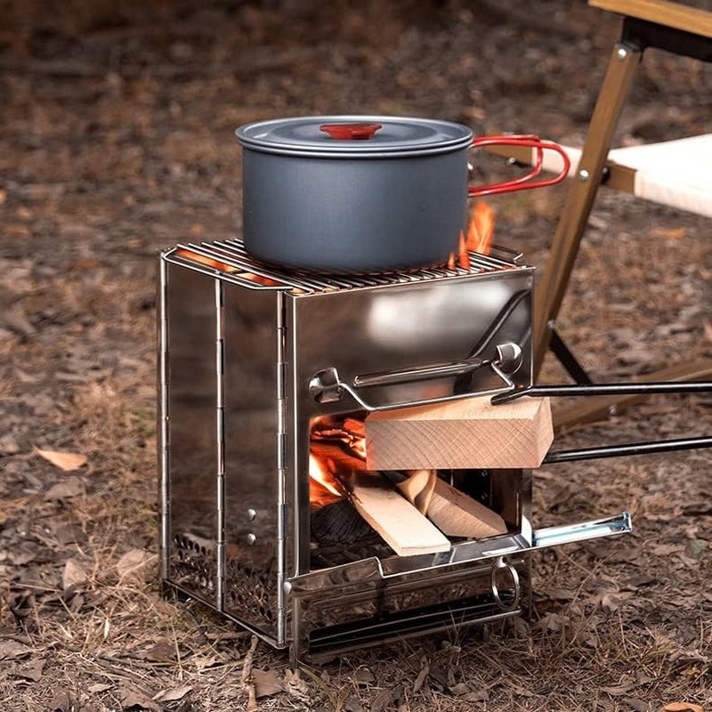 Portable Outdoor Cooking Stove, Grill & Fire Pit - Wood, Twig, Charcoal, Alcohol - Cast Iron - Camp Stove