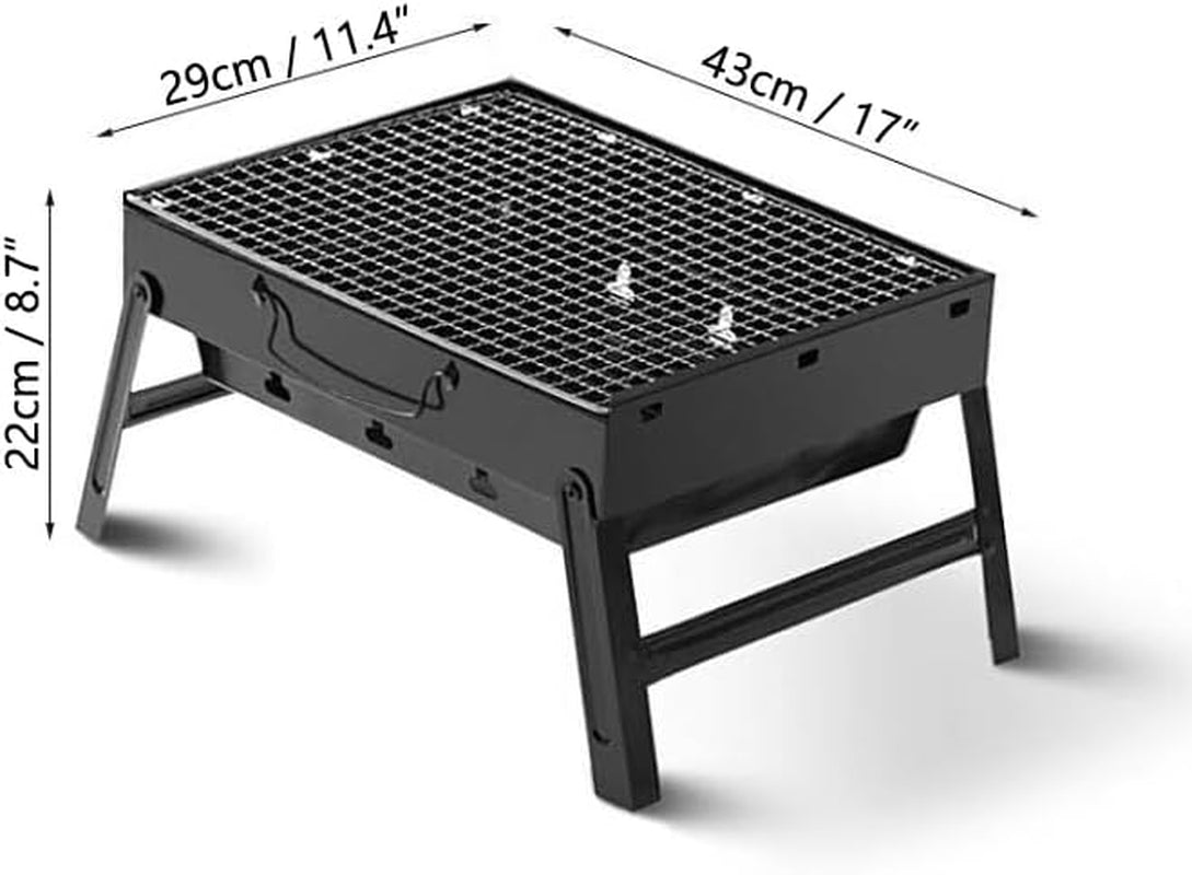 Large 17" Portable Folding Barbecue Grill Charcoal Lightweight Barbecue Grill Tools for Outdoor Grilling Cooking Camping Hiking Picnics Tailgating Backpacking Party