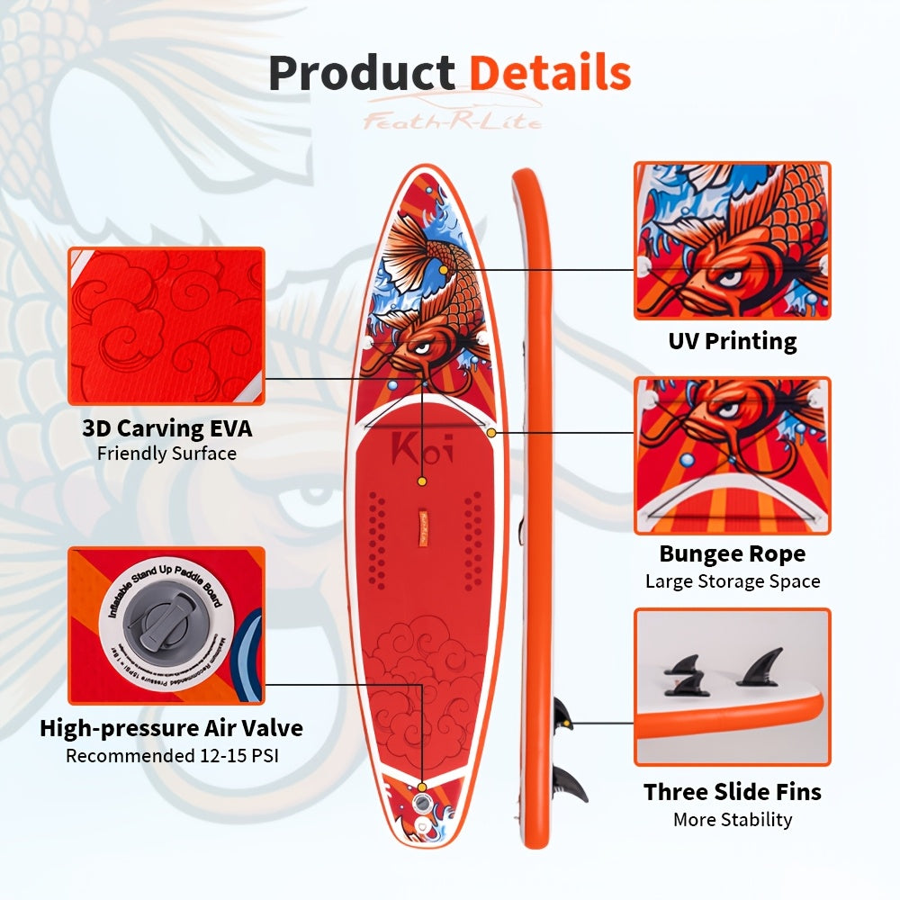 Koi Inflatable Paddleboard | 165kg+ Load Capacity with Full Accessories