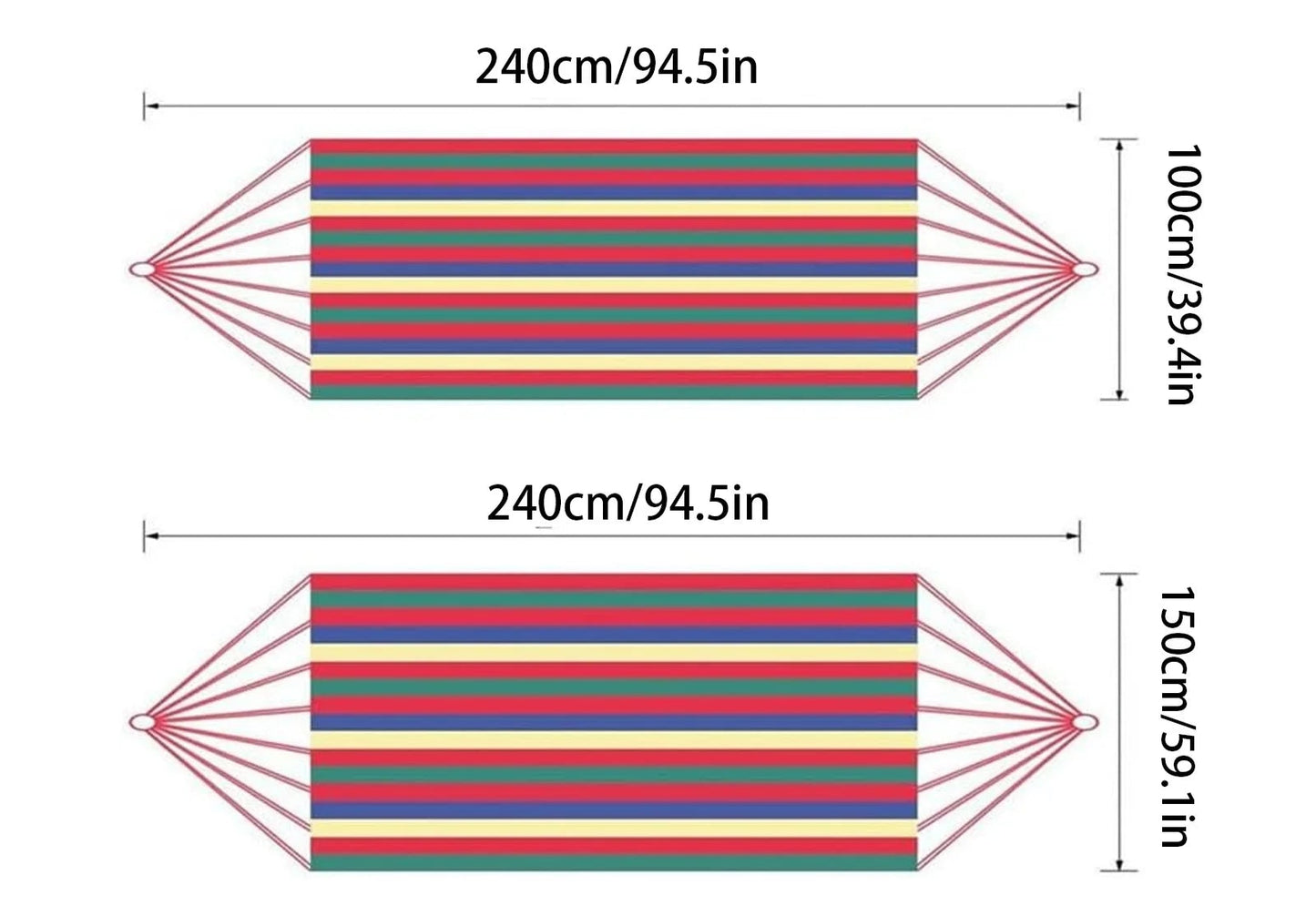 Double Hammock 2 Person Canvas Cotton Hammock with Tree Straps for Patio Garden Backyard Outdoor and Indoor (Red, Blue)