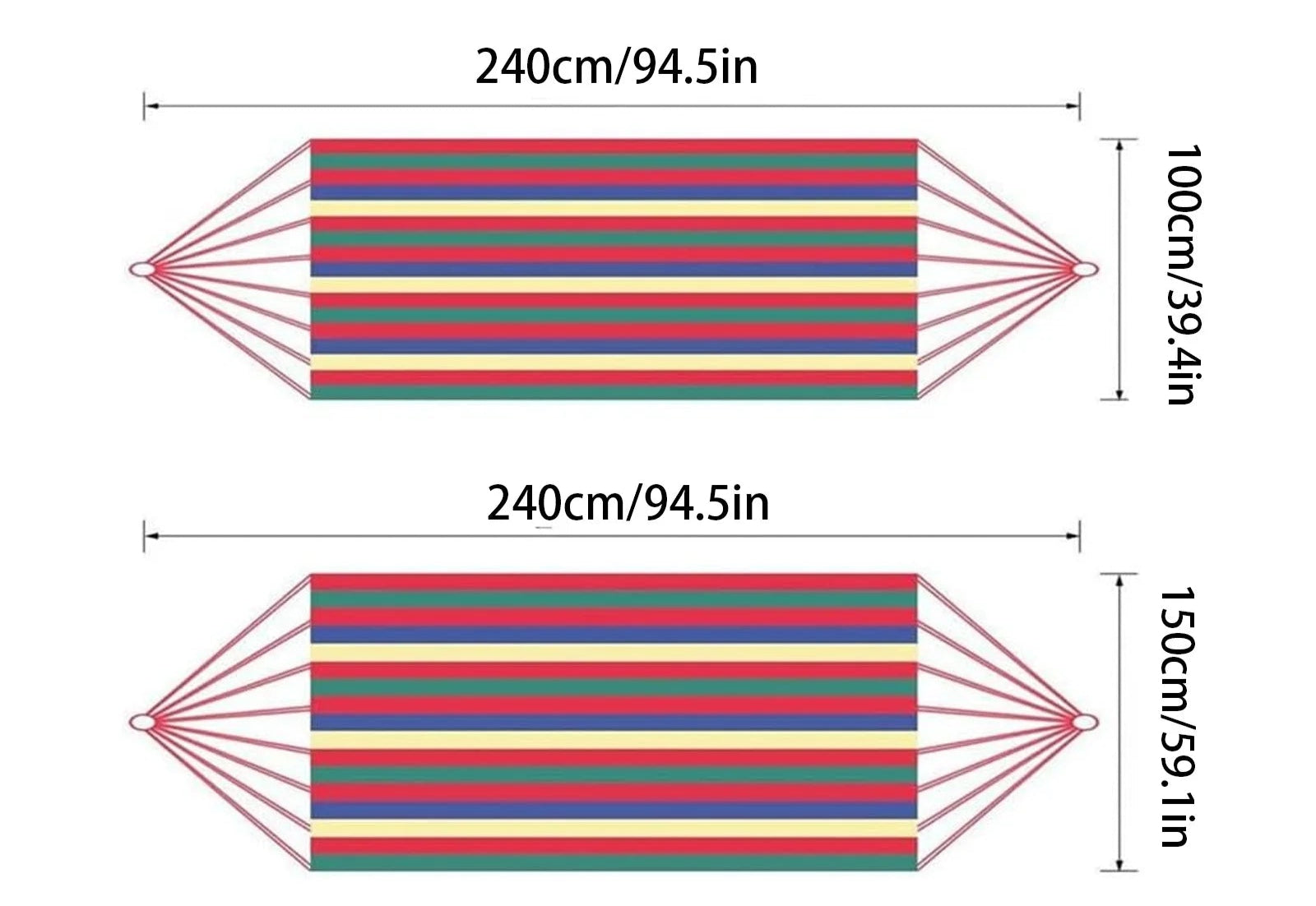 Double Hammock 2 Person Canvas Cotton Hammock with Tree Straps for Patio Garden Backyard Outdoor and Indoor (Red, Blue)