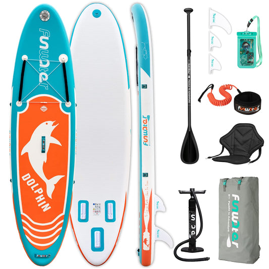 Inflatable Stand up Paddle Board Includes Paddle Board, Adj Paddle, Kayak Seat, Pump, Backpack, Leash, Waterproof Bag, Non-Slip Deck Pad for Teenagers and Adults SUPFW08A