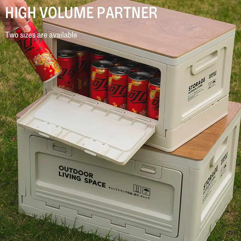Outdoor Storage Box Camping Folding Box Camping Organizer Car Trunk Wooden Lid Industrial Air Storage Box