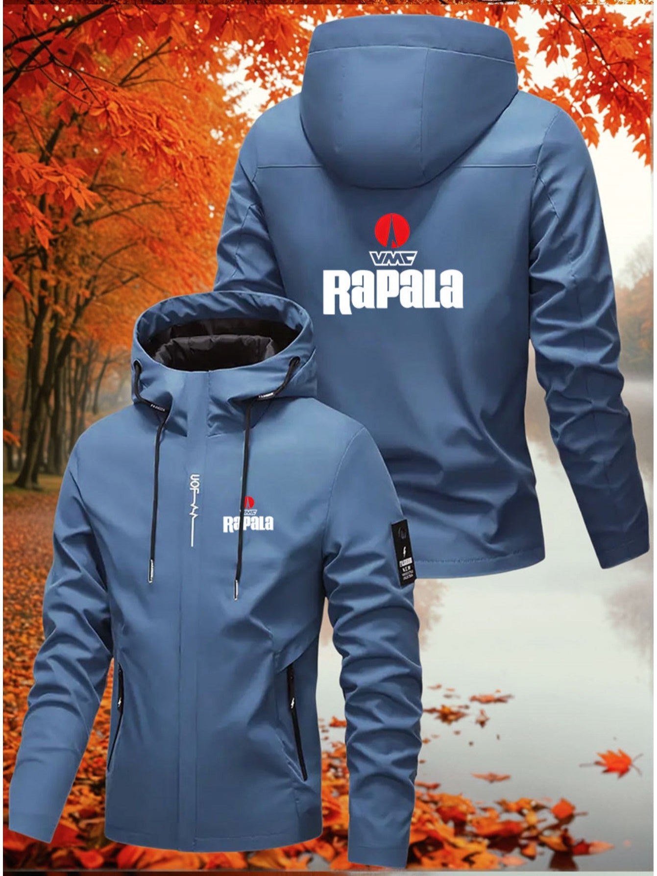 Men'S Rapala & VMC Logo All-Season Full-Zip Hooded Fishing Jacket
