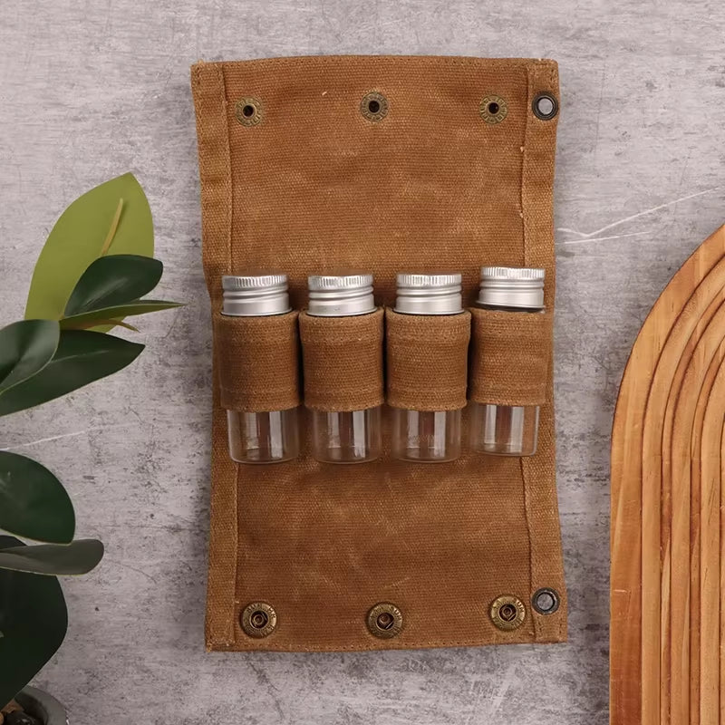 Outdoor Jar Storage Bags Canvas Seasoning Storage Bag Organizer Outdoor Camping Barbecue Picnic Seasoning Container Set