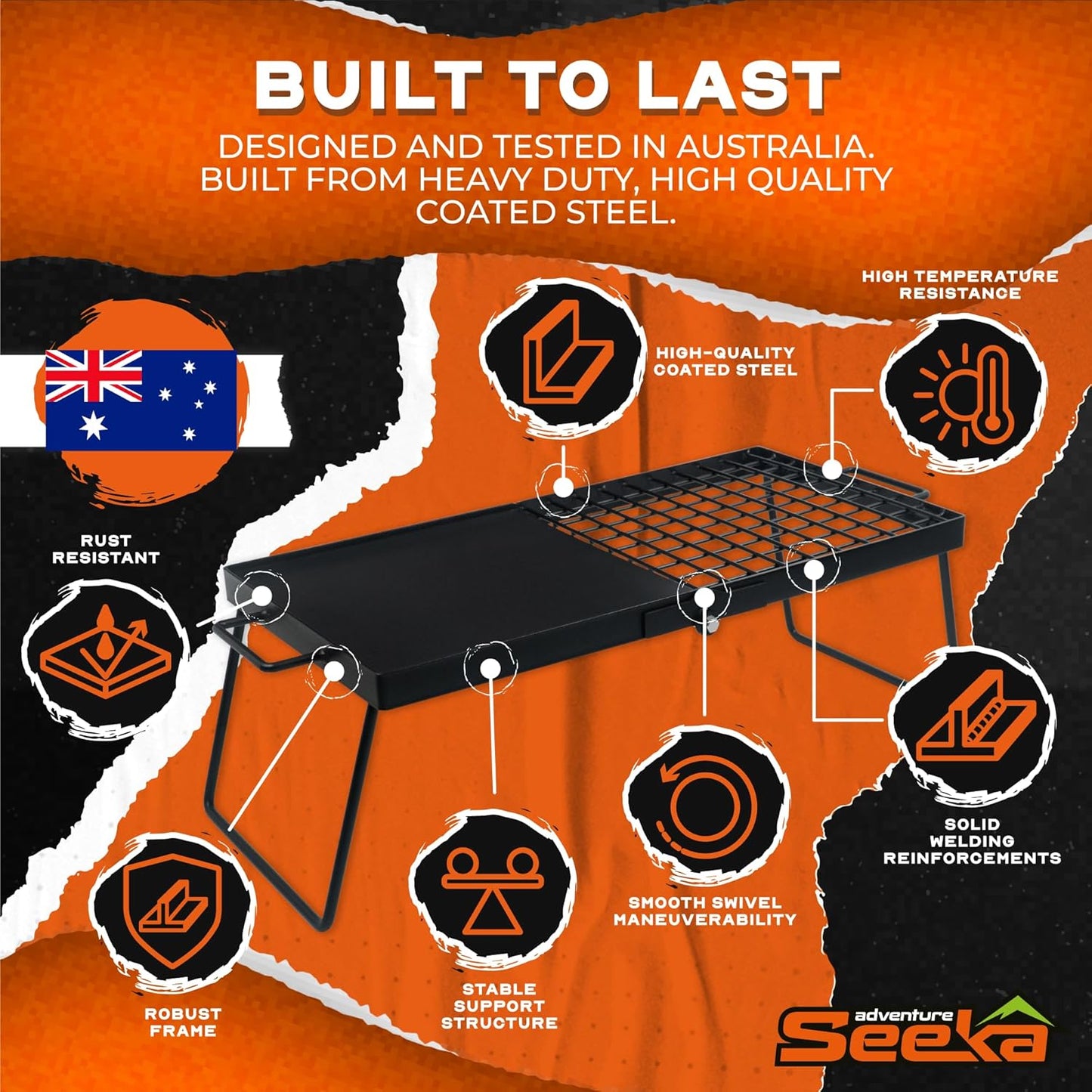 Heavy Duty 24" Folding Campfire Grill, Camp Fire Grill with Folding Grill Design for Compact Storage. Campfire Grill Grate and Griddle for Versatile Campfire Cooking