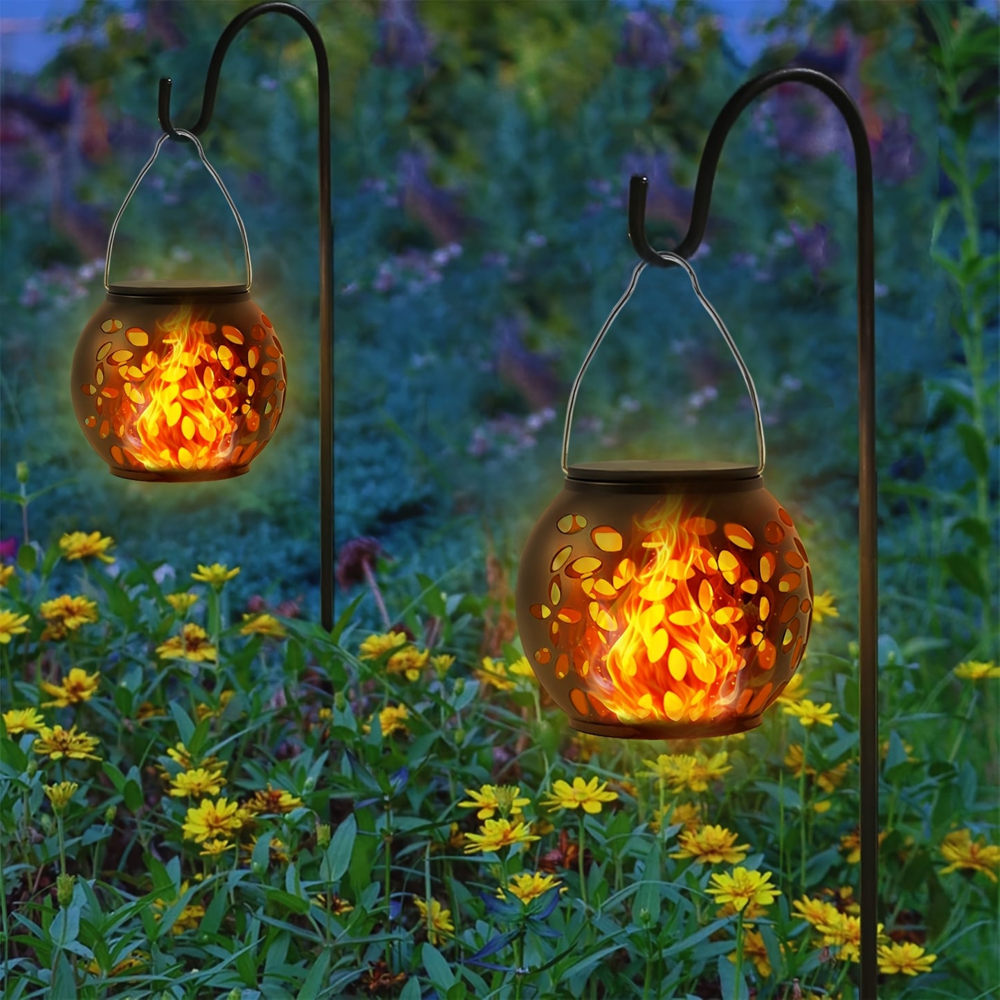 4pcs Solar LED Flame Pendant Lights - Glam your camping trip!!