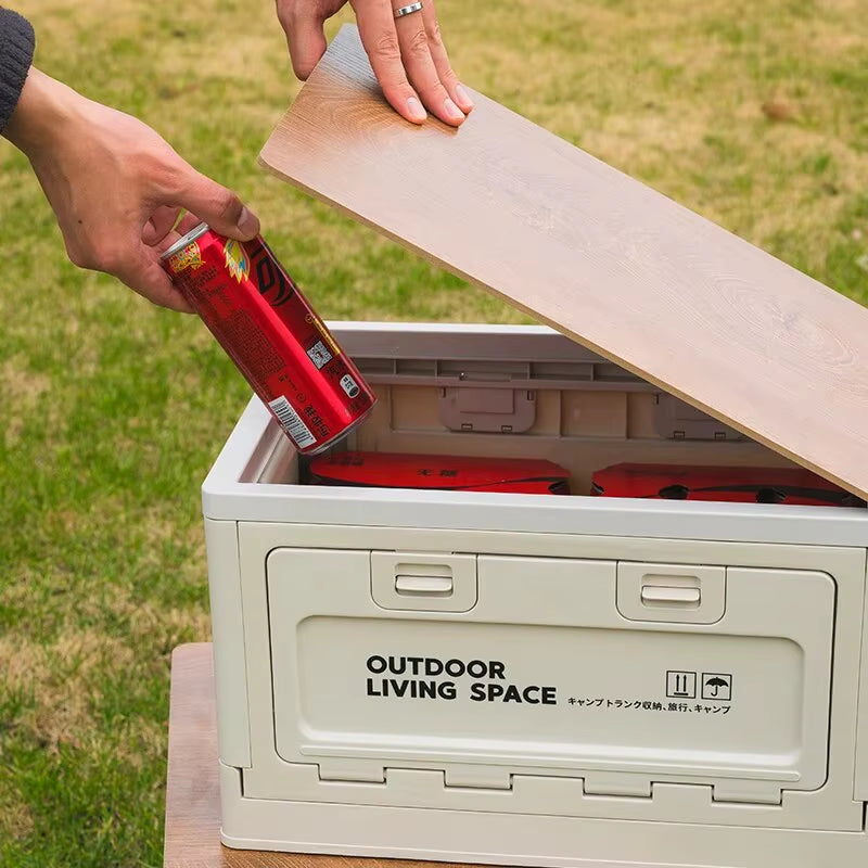 Outdoor Storage Box Camping Folding Box Camping Organizer Car Trunk Wooden Lid Industrial Air Storage Box