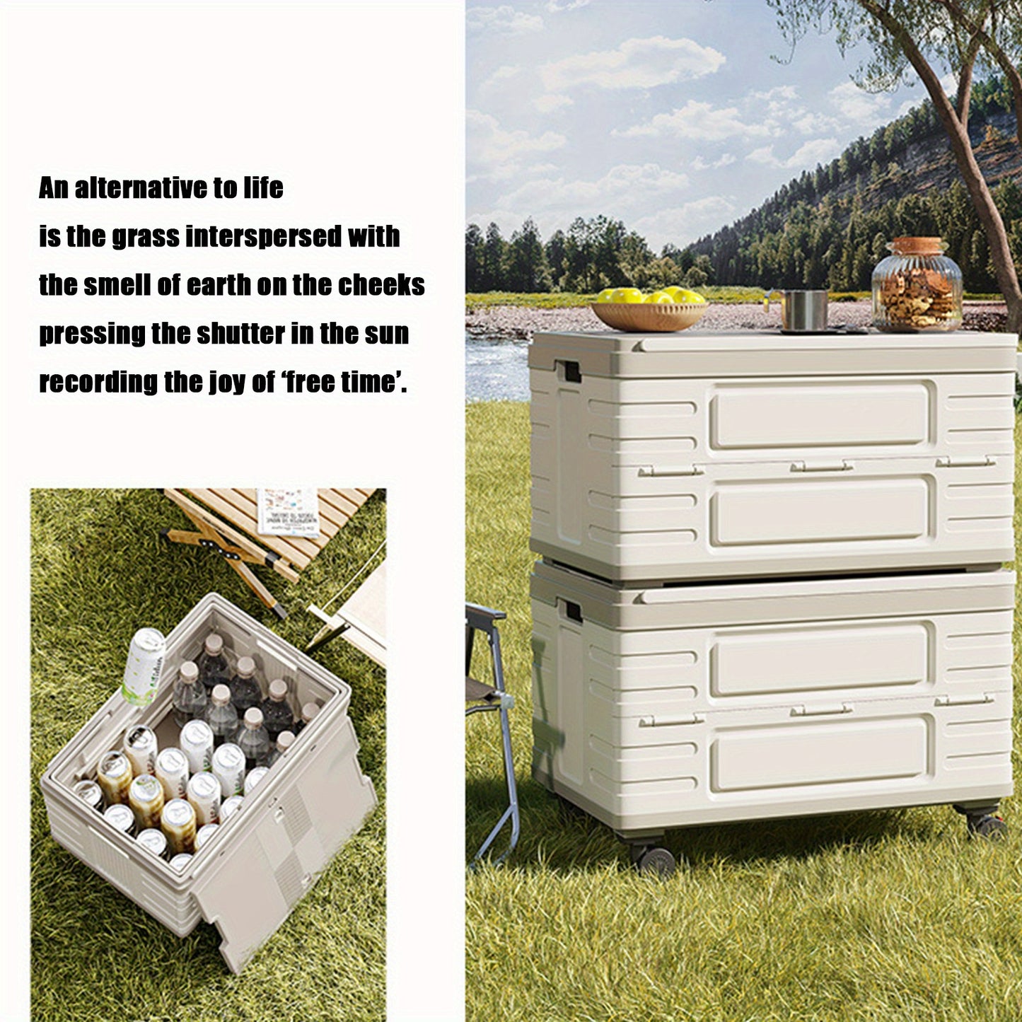 60L Heavy-Duty Collapsible Storage Box with 4-Wheel Mobility & Flip-Top Lid